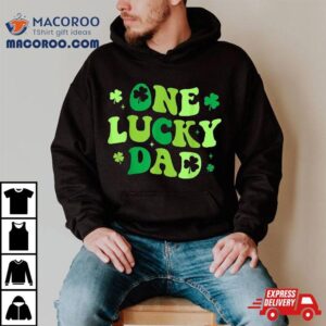 One Lucky Dad Groovy St Patricks Day Daddy Tshirt