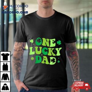 One Lucky Dad Groovy St Patricks Day Daddy Tshirt