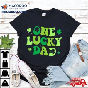 One Lucky Dad Groovy St Patricks Day Daddy Tshirt