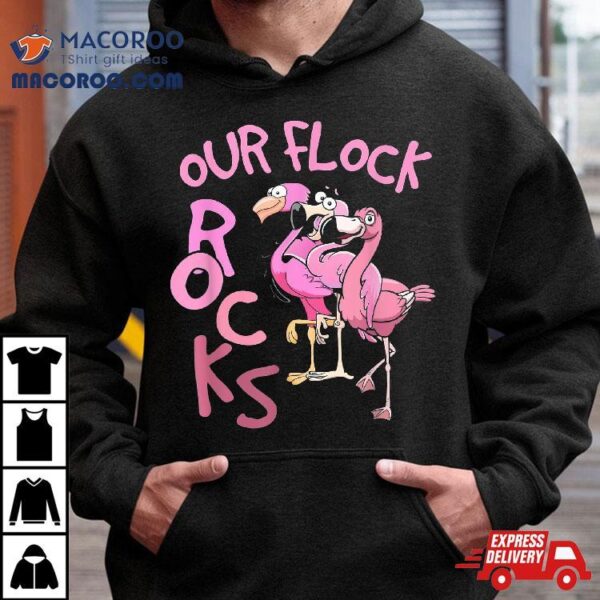 Our Flock Rocks Flamingo Matching Family Vacation Group Shirt