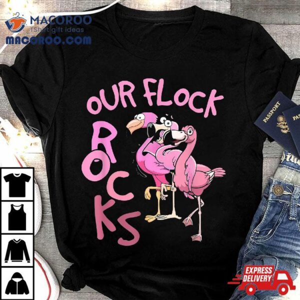 Our Flock Rocks Flamingo Matching Family Vacation Group Shirt