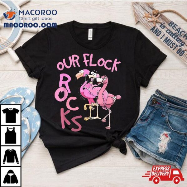 Our Flock Rocks Flamingo Matching Family Vacation Group Shirt