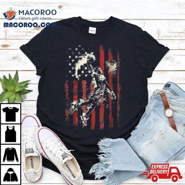 Patriotic Basketball 4th Of July Usa American Flag Boys Shirt