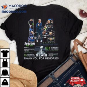 Pete Carroll Nfl Seahawks Seasons Thank You For Memories Signatures Tshirt