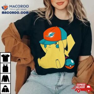 Pikachu Wear The Hat Miami Dolphins Football Logo S Tshirt