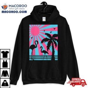 Pink Flamingo S Party Retro Vintage Beach Apparel Tshirt