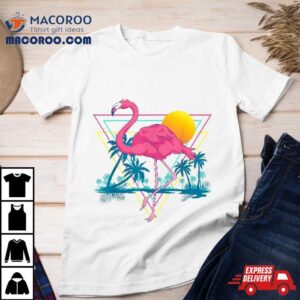 Pink Flamingo Beach Summer Vibes Palm Trees Tropical Tshirt