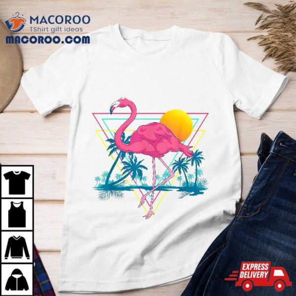 Pink Flamingo Beach Summer Vibes Palm Trees Tropical Shirt