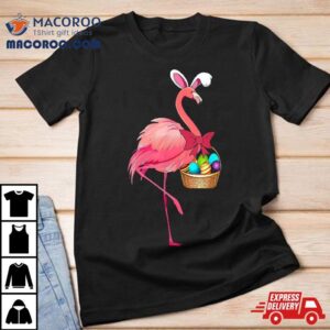Pretty Easter Flamingo With Baske Tshirt