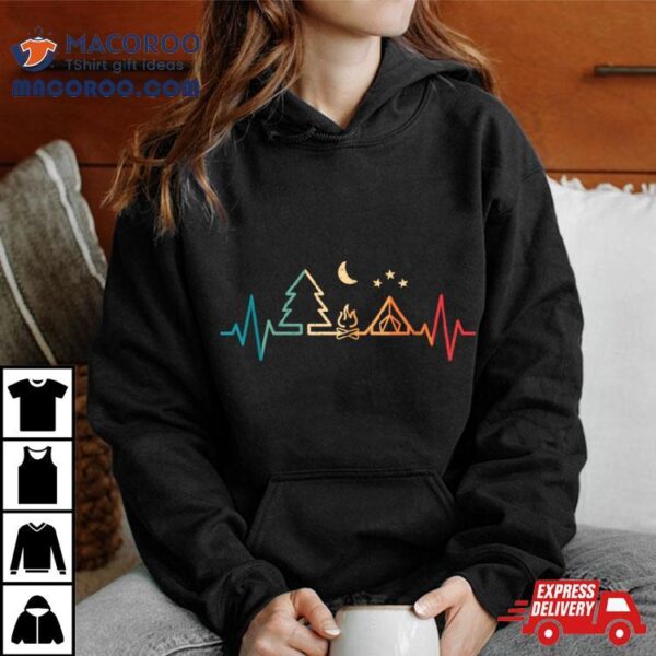 Retro Camping Outdoor Heartbeat Nature Camper Hiking T Shirt