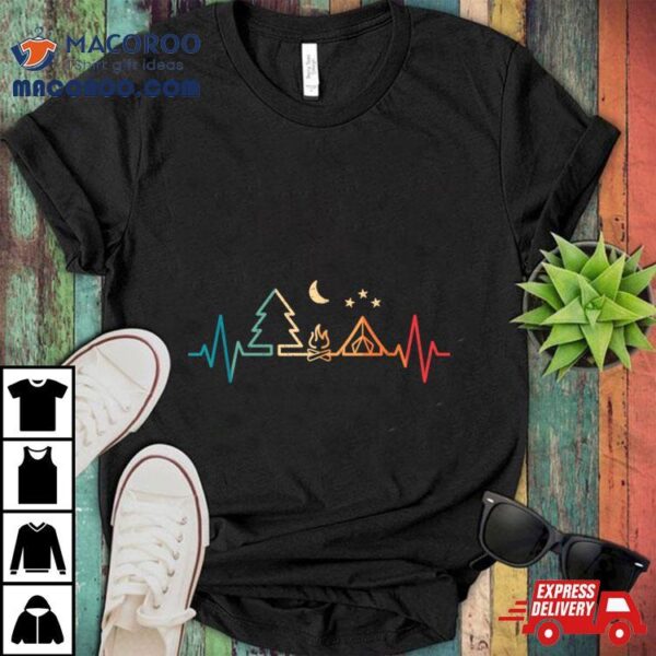 Retro Camping Outdoor Heartbeat Nature Camper Hiking T Shirt