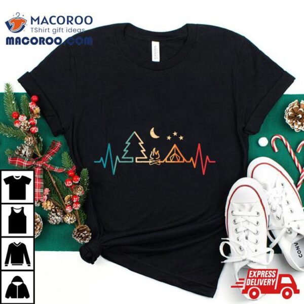 Retro Camping Outdoor Heartbeat Nature Camper Hiking T Shirt