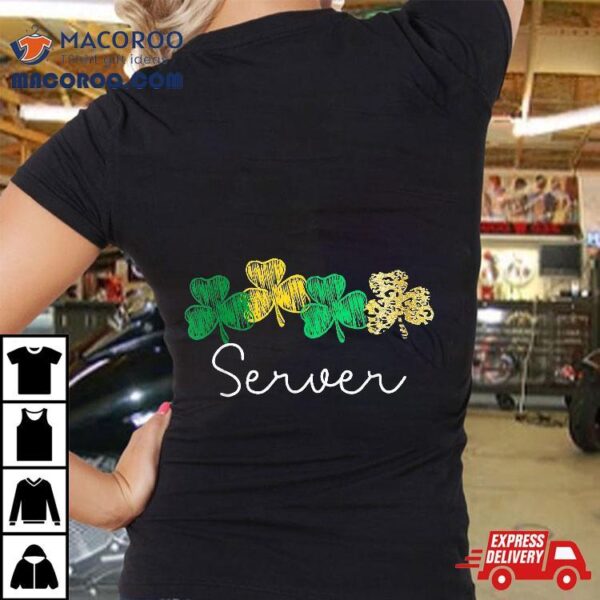 Shamrock Leopard Saint Paddy’s Irish Server St Patricks Day Shirt