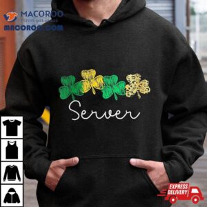 Shamrock Leopard Saint Paddy S Irish Server St Patricks Day Tshirt