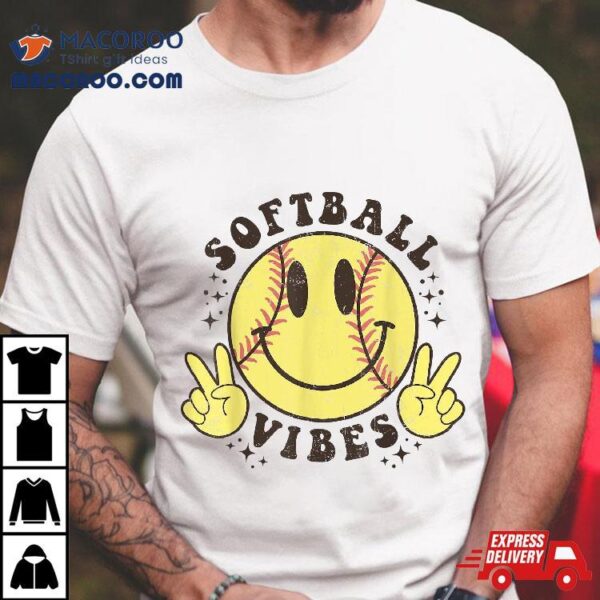 Smile Face Softball Vibes, Game Day Life Mom Retro Shirt