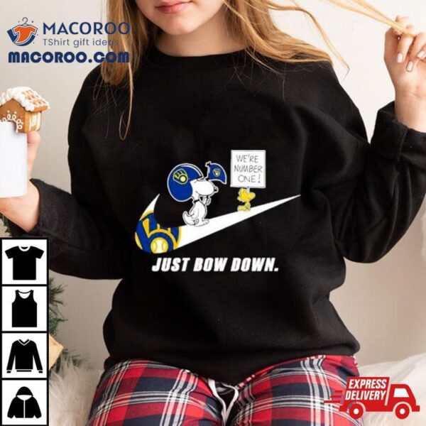 Snoopy Mlb Just Bow Down Milwaukee Brewers Shirt