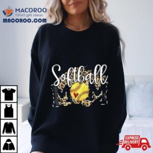 Softball Mom Leopard Funny Baseball Mother S Day Tshirt