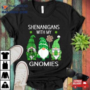 St Patricks Day Lucky Shamrock Leopard Gnomes Irish Women Tshirt