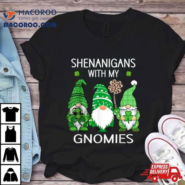 St Patricks Day Lucky Shamrock Leopard Gnomes Irish Women T Shirt