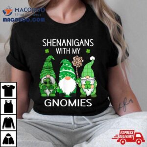 St Patricks Day Lucky Shamrock Leopard Gnomes Irish Women Tshirt