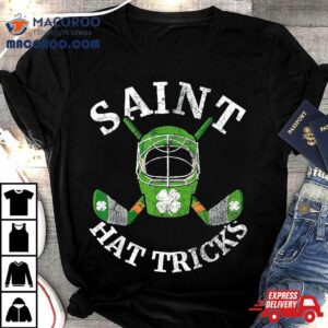 St Patricks Day Saint Hat Tricks Hockey Shamrock Kids Boys Shirt