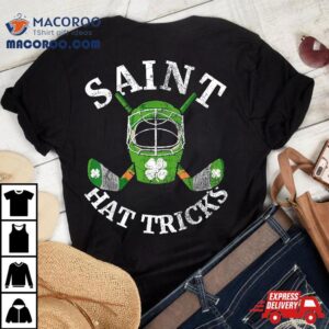 St Patricks Day Saint Hat Tricks Hockey Shamrock Kids Boys Tshirt