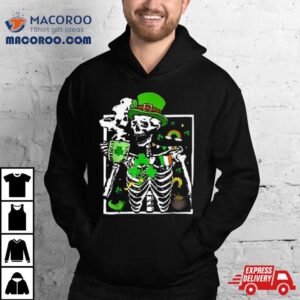 St Patricks Day Skeleton Shamrock Skull Drinking Coffee Latte Long Tshirt