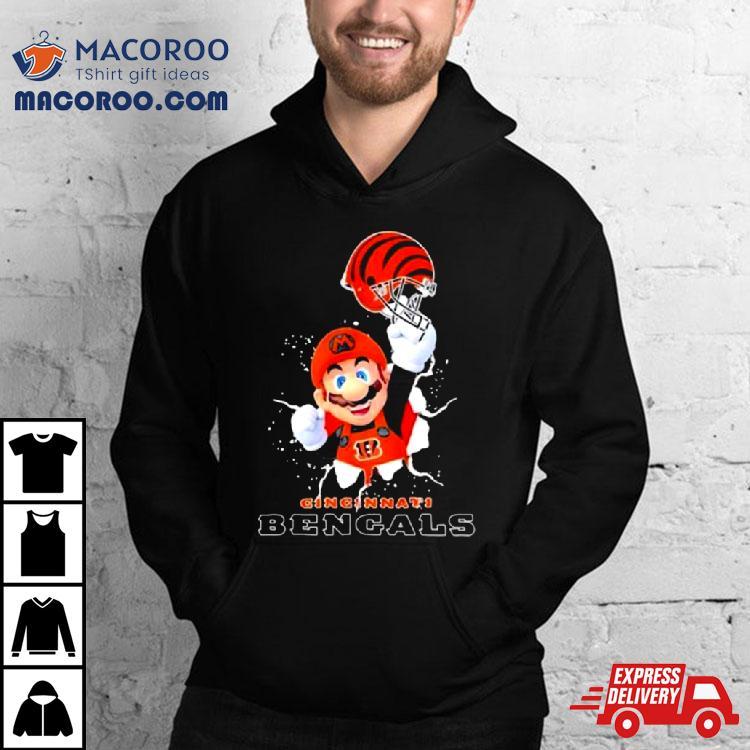 Super Mario X Nfl Cincinnati Bengals Football Tshirt 