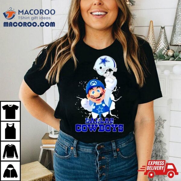 Super Mario X Nfl Dallas Cowboys Football T Shirt