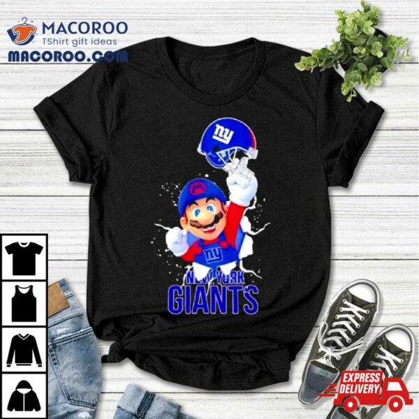 Super Mario X Nfl New York Giants Football T Shirt