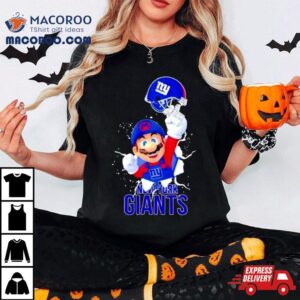 Super Mario X Nfl New York Giants Football Tshirt