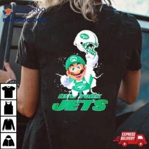 Super Mario X Nfl New York Jets Football Tshirt