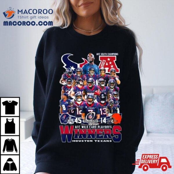 Texans 45 14 Browns Afc Wild Card Playoffs Winners Signatures T Shirt