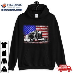 Us American Flag Semi Truck Driver Wheeler Trucker Tshirt