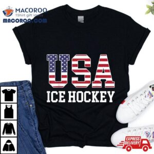 Usa Flag Hockey Player American Ice Tshirt