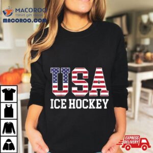 Usa Flag Hockey Player American Ice Tshirt