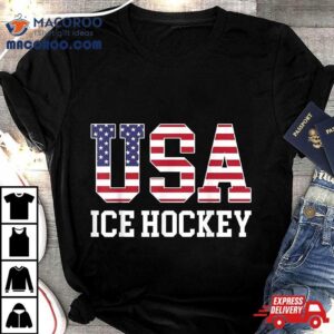 Usa Flag Hockey Player American Ice Tshirt