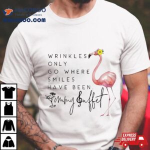 Wrinkles Only Go Where Smiles Have Been Cute Flamingo Tshirt