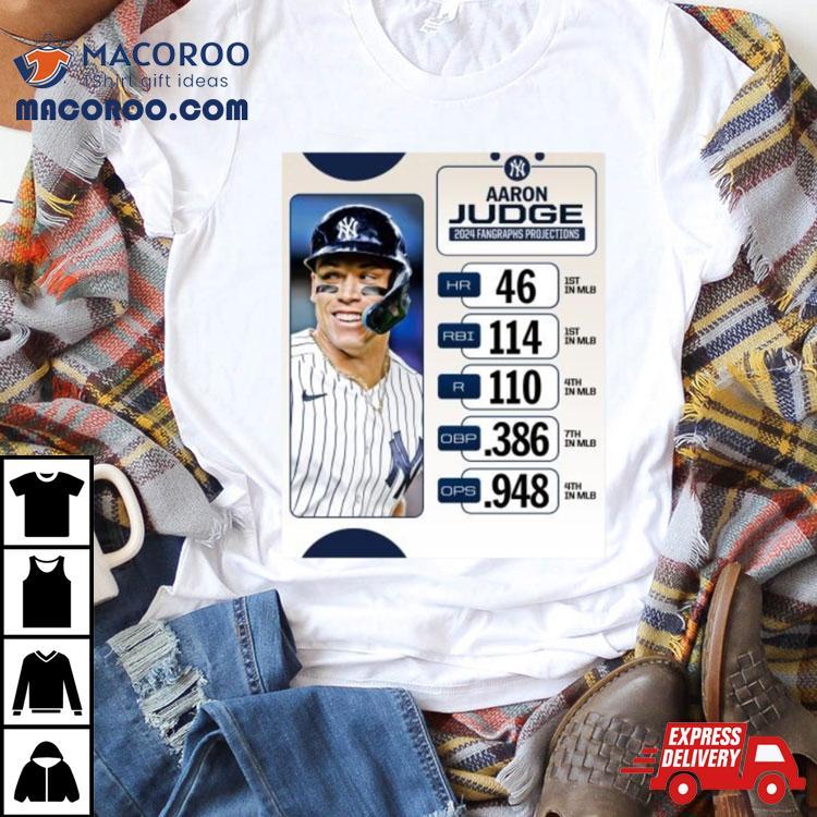 Aaron Judge 2024 Fangraphs Projection 46 Hr, 114 Rbi, 110 R Shirt Aaron Judge 2024 Fangraphs Projection 46 Hr, 114 Rbi, 110 R Shirt