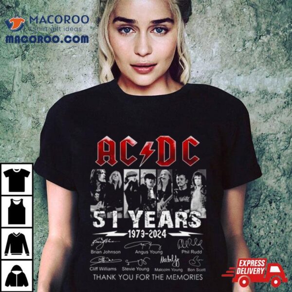 Acdc Band 51 Years 1973 2024 Thank You For The Memories Signatures Shirt