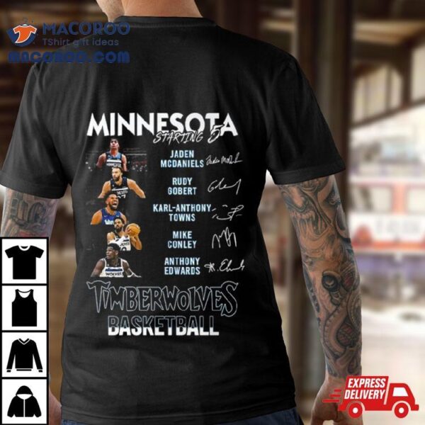 All Stars Minnesota Timberwolves Starting 5 Basketball Signatures Shirt