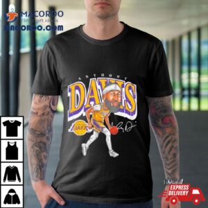 Anthony Davis Los Angeles Lakers Cartoon Signature Tshirt