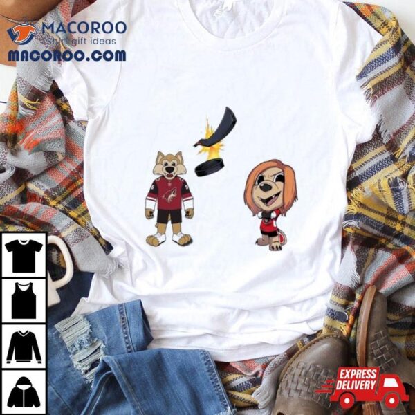 Arizona Coyotes Vs Ottawa Senators Nhl 2024 Mascot Cartoon Hockey Shirt