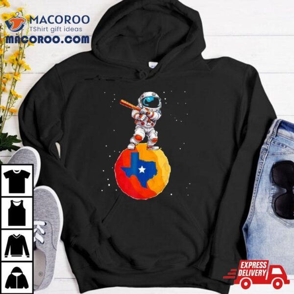 Astronaut Holding Baseball Bat Standing On Houston Astros Planet Stars Shirt