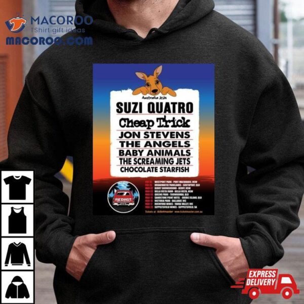 Australia 2024 Suzi Quatro Cheap Trick Jon Stevens The Angels Baby Animals The Screaming Jets Chocolate Starfish Shirt