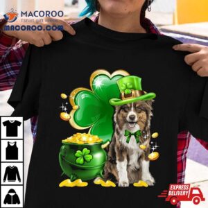 Australian Shepherd Dog Shamrock Irish Saint St Patrick Day Tshirt