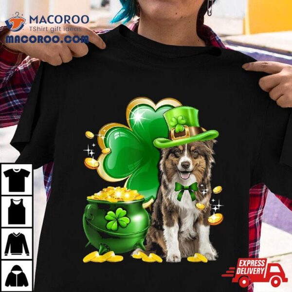 Australian Shepherd Dog Shamrock Irish Saint St Patrick Day Shirt