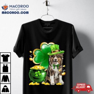 Australian Shepherd Dog Shamrock Irish Saint St Patrick Day Tshirt