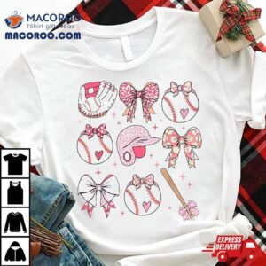 Baseball Coquette Pink Bow Mom Mothers Day Shirt