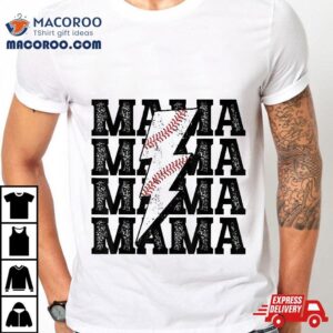 Baseball Mama Distressed Lightning Bolt Mom Shirt